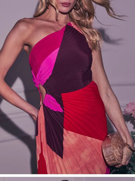 Vici Dresses & Skirts - Modern Day Glam Printed One Shoulder Asymmetrical Maxi Dress